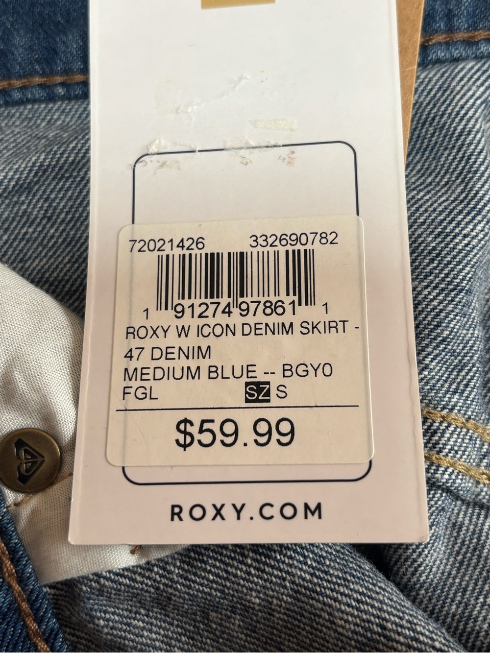 Roxy Dark Blue Denim Mini Skirt - Picture 6 of 6